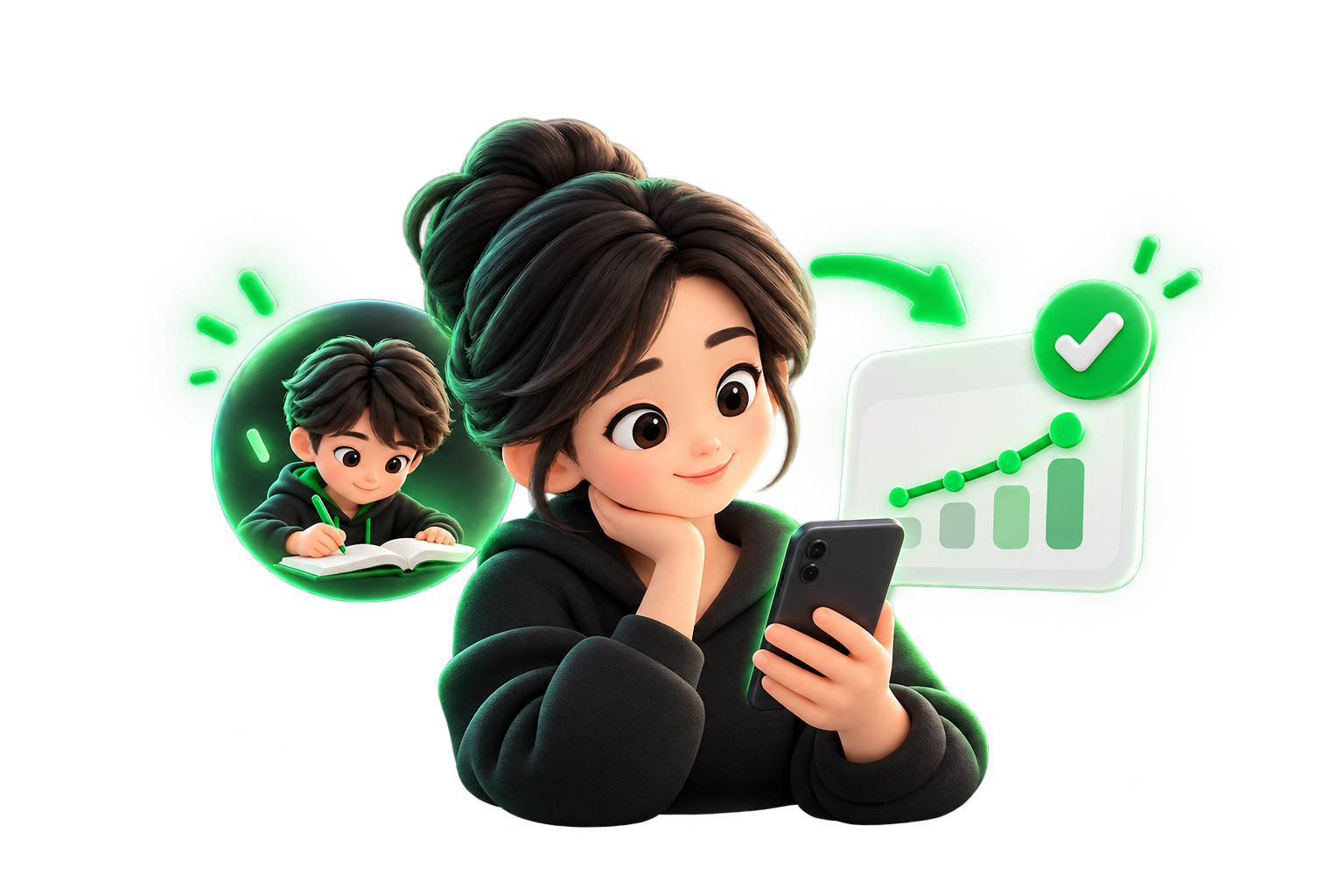 家长查看学生学习进展的简洁插图